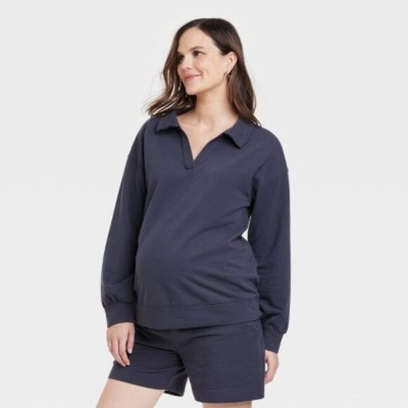 Isabel Gray Maternity Collared Sweatshirt Size XS - Picture 5 of 5